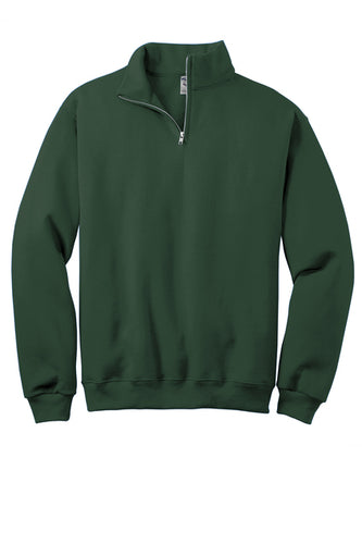 SQUARE MIDDLE GREEN 1/4 ZIP PULLOVER- COTTON