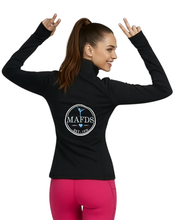 Load image into Gallery viewer, MAFDS Black Full-Zip Fitted Athletic Jacket w/ Logo