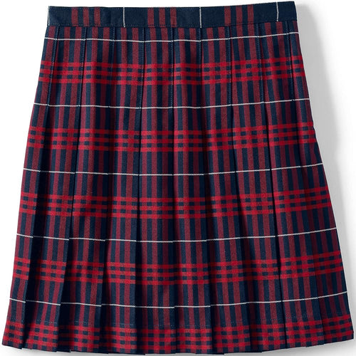 RED, WHITE, AND NAVY PLEAT PLAID SKIRT