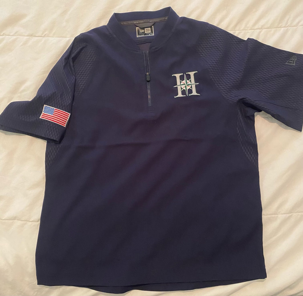 HALFMOON MARINERS BASEBALL 1/4 ZIP WITH FLAG AND # (YNEA600)