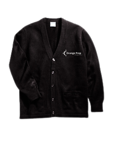 Orange Prep Black V-Neck Cardigan