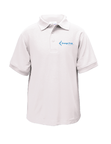 Orange Prep White Short Sleeve Polo