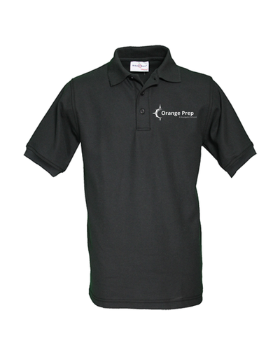 Orange Prep Black Short Sleeve Polo