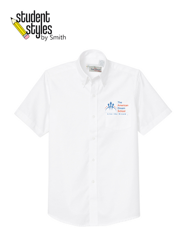 ADS White Unisex Oxford with Embroidered Logo (Short Sleeve or Long Sleeve)