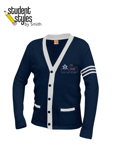 ADS Varsity Style V-Neck Cardigan Sweater with Logo (custom order only)- Final Sale