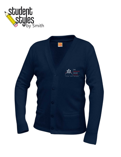 ADS V-Neck Style Cardigan Sweater with Embroidered Logo