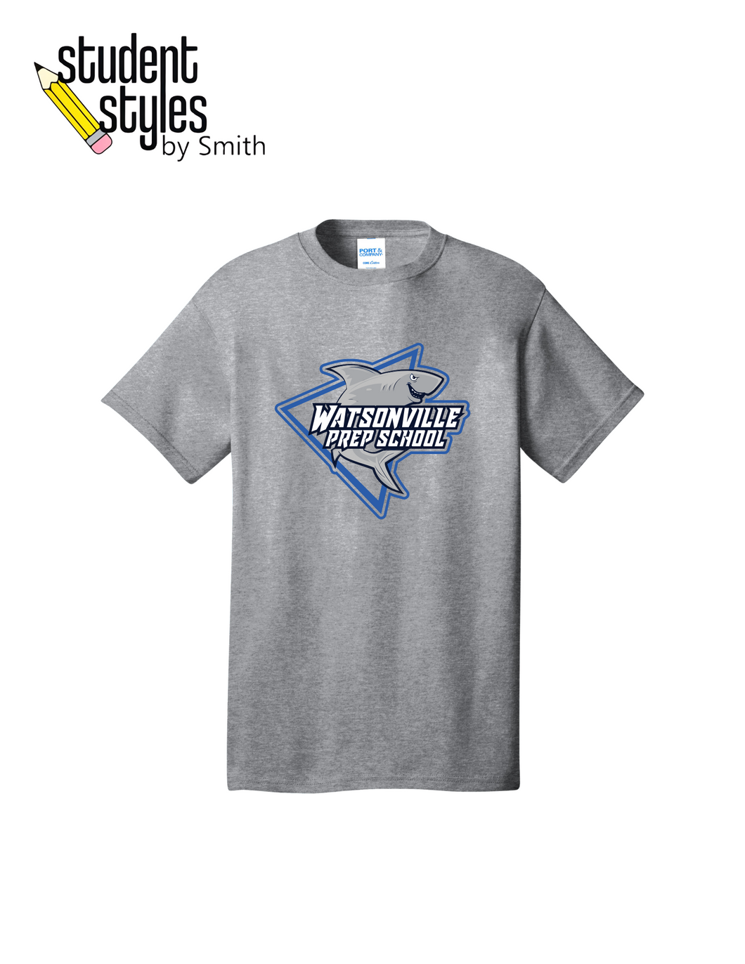 WATSONVILLE MIDDLE SCHOOL ONLY GREY T-SHIRT SHARK LOGO