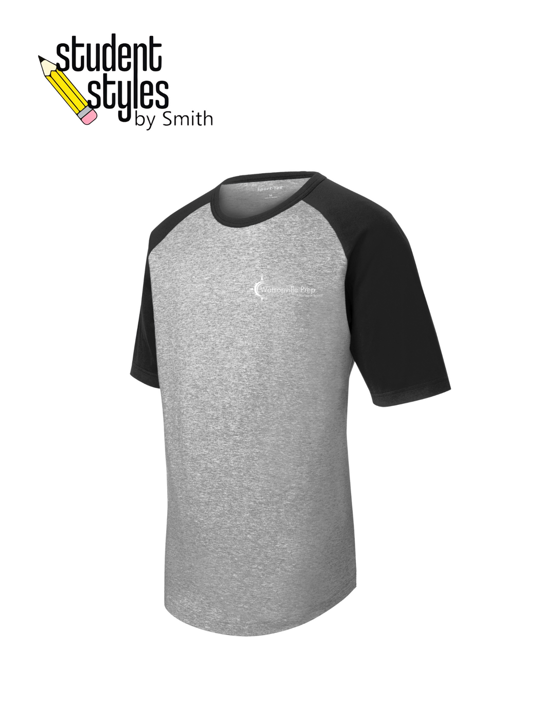 Watsonville Prep Middle School Colorblock Short Sleeve Raglan Tee w/ left chest logo