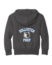 Load image into Gallery viewer, HOLLISTER MIDDLE SCHOOL HOODED PULLOVER CHARCOAL SWEATSHIRT W/ left chest &amp; wolf logo