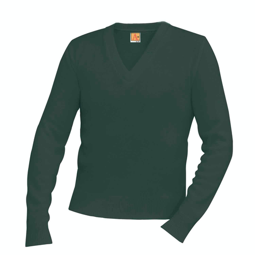 Forte Prep HIGH SCHOOL Dark GREEN V-NECK PULLOVER SWEATER with school logo