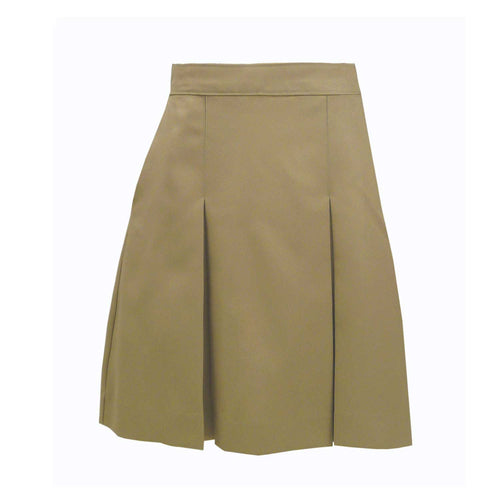 NAZARETH EDV TWILL KICK PLEAT SKIRTS-KHAKI with logo