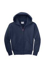 Load image into Gallery viewer, HOLLISTER GRADES K-5  NAVY BLUE FULL ZIP HOODED SWEATSHIRT w/ left chest logo