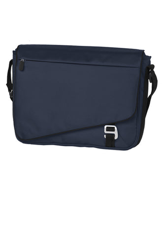 GILROY DARK STEEL BLUE MESSENGER BAG WITH LOGO BG302