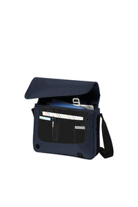 GILROY DARK STEEL BLUE MESSENGER BAG WITH LOGO BG302