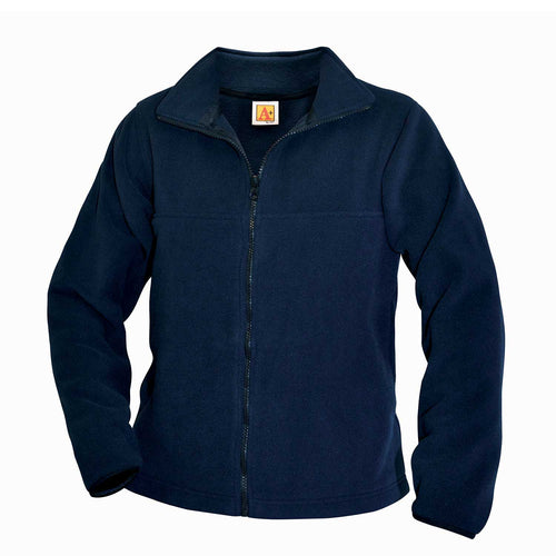 HAVEN MIDDLE FULL ZIP POLAR FLEECE JACKET, NAVY WITH LOGO