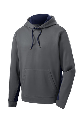 HOLLISTER MIDDLE SCHOOL COLOR BLOCK GREY WITH NAVY PERFORMANCE HOODIE w/ wolf logo (ST235)