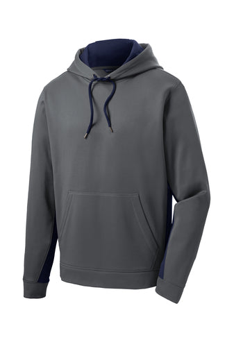 HOLLISTER MIDDLE SCHOOL COLOR BLOCK GREY WITH NAVY PERFORMANCE HOODIE w/  wolf logo (ST235)
