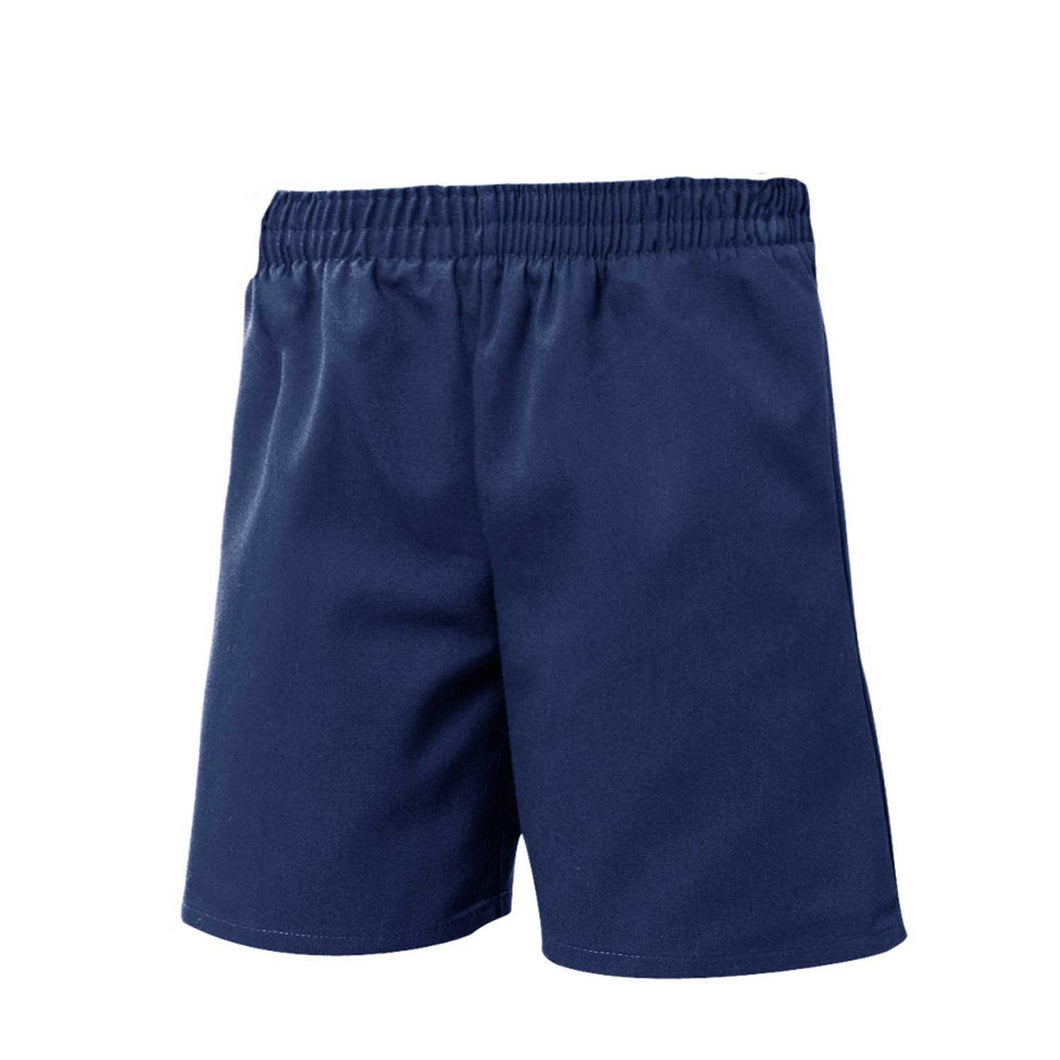 FULL ELASTIC PULL UP TWILL SHORTS-NAVY
