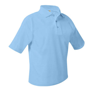 ST. KATERI SHORT SLEEVE POLO -LIGHT BLUE with logo