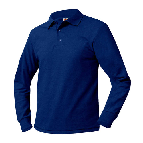 CONEY ISLAND PREP ELEMENTARY LONG SLEEVE POLO. ROYAL WITH LOGO