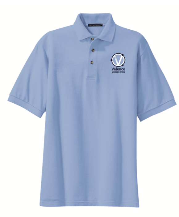VALENCE SHORT SLEEVE LIGHT BLUE PIQUE POLO 7-8TH GRADE