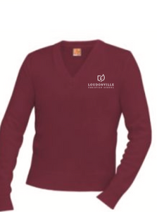 LCS (UPPER SCHOOL) V NECK SWEATER with embroidered LCS LOGO