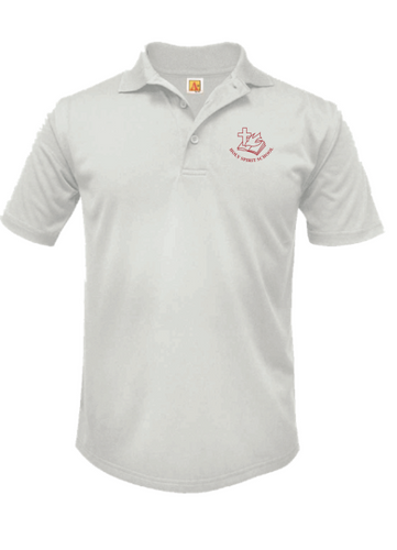 HOLY SPIRIT SHORT SLEEVE WHITE PIQUE POLO SHIRT