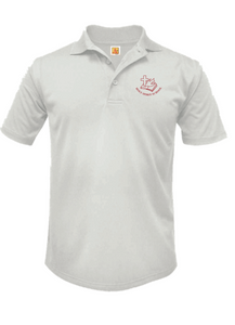 HOLY SPIRIT SHORT SLEEVE WHITE PIQUE POLO SHIRT