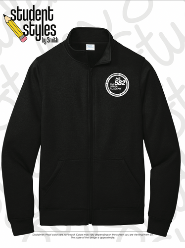MS582 NON HOODED- FULL ZIP SWEATSHIRT (PC78FZ-BLACK)