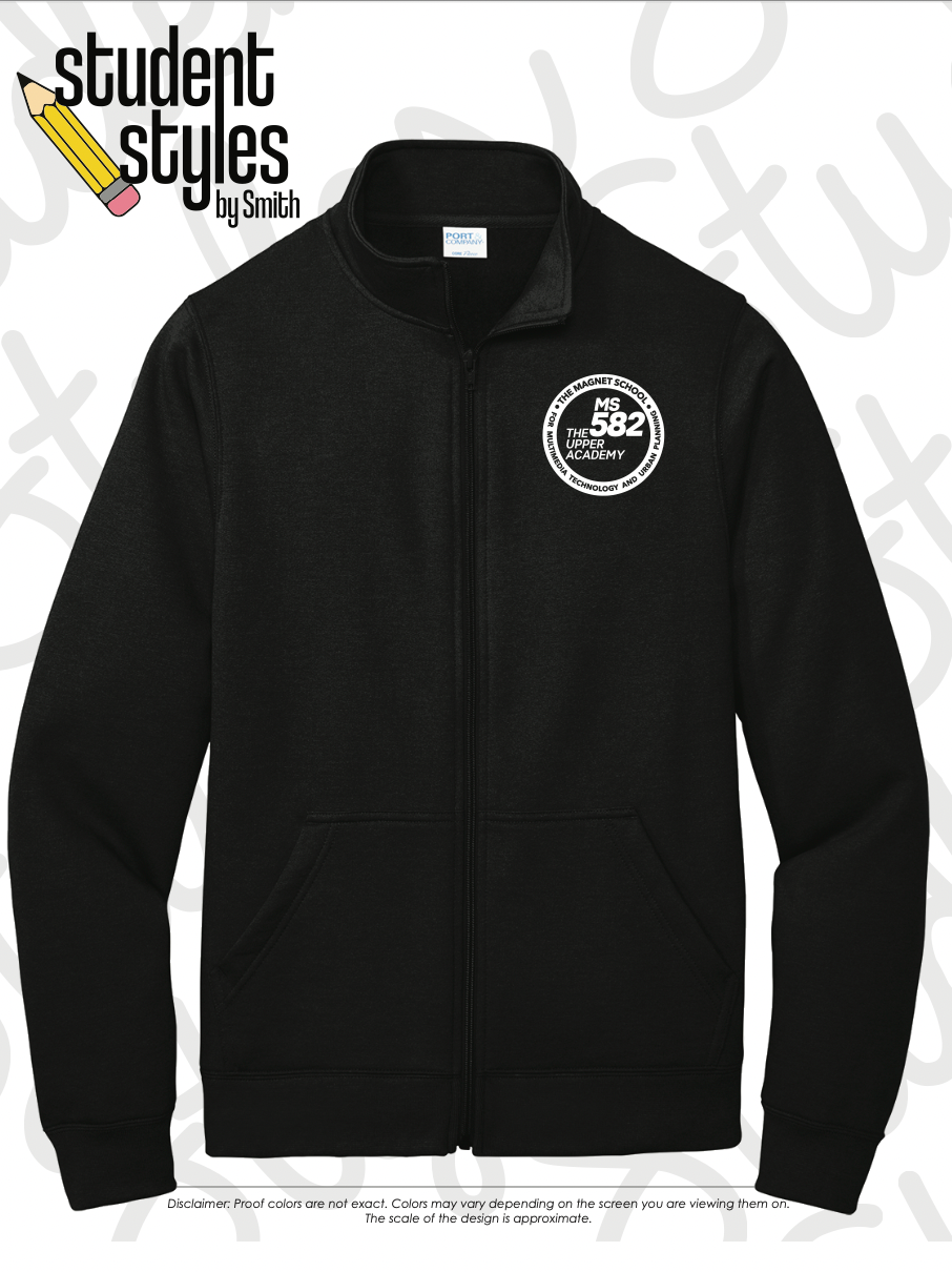 MS582 NON HOODED- FULL ZIP SWEATSHIRT (PC78FZ-BLACK)