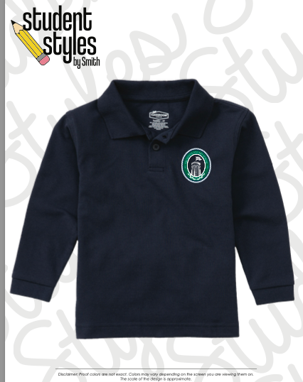 Doane Stuart Long Sleeve Polo Shirt with logo- FINAL SALE