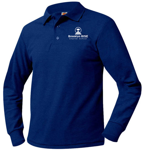 BROOKLYN RISE ROYAL LONG SLEEVE PIQUE POLO w/ logo- K-2 ONLY