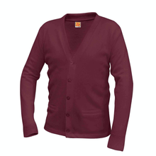 Load image into Gallery viewer, ASCA V-NECK WINE CARDIGAN SWEATER - FINAL SALE