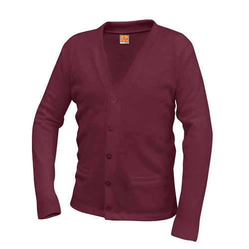 ASCA V-NECK WINE CARDIGAN SWEATER - FINAL SALE