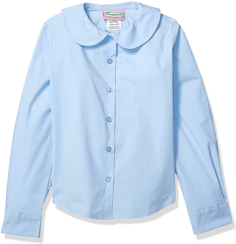 BLUE LONG SLEEVE PETER PAN BLOUSE