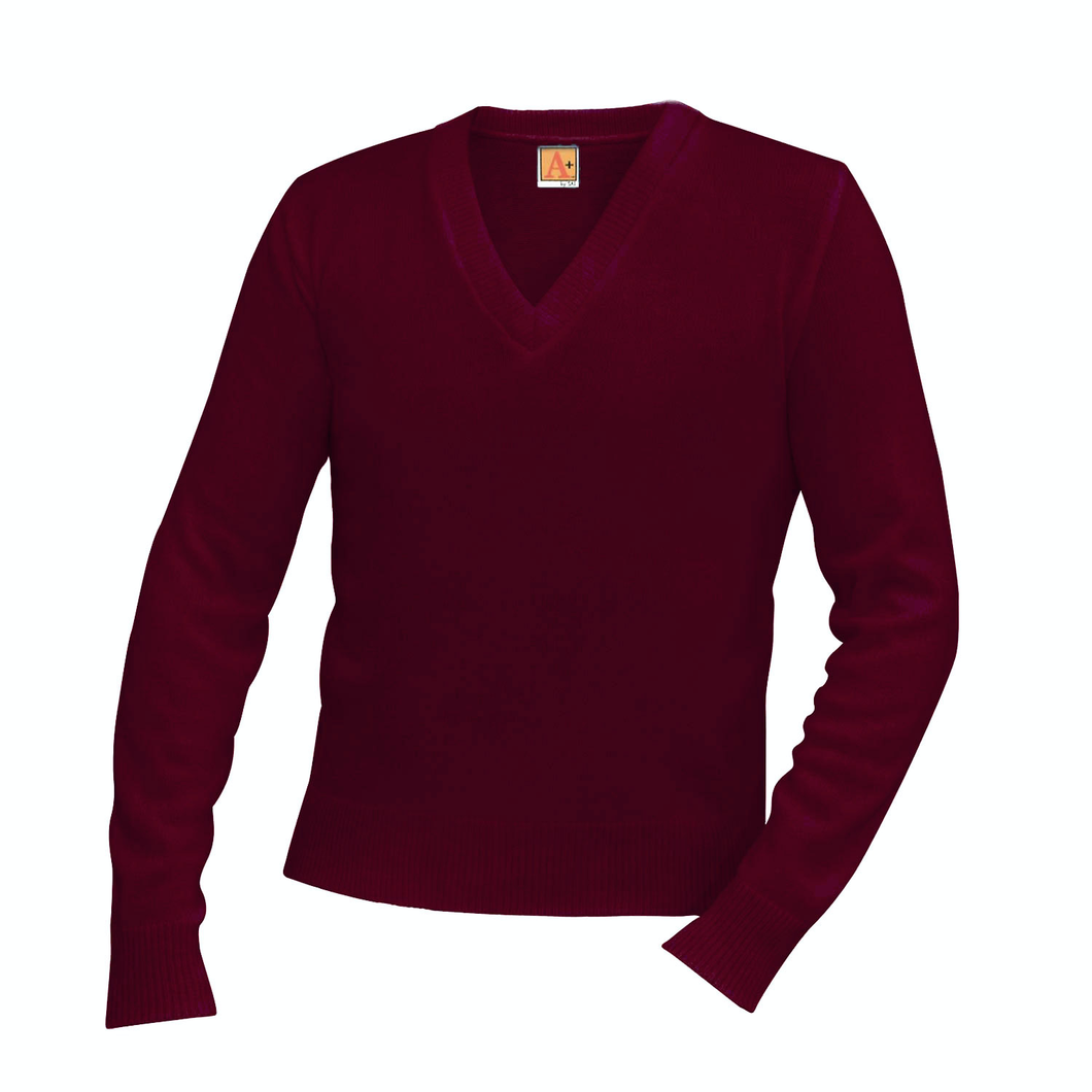 WINE V-NECK PULLOVER SWEATER