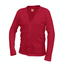 Load image into Gallery viewer, SMBS V-NECK RED CARDIGAN SWEATER
