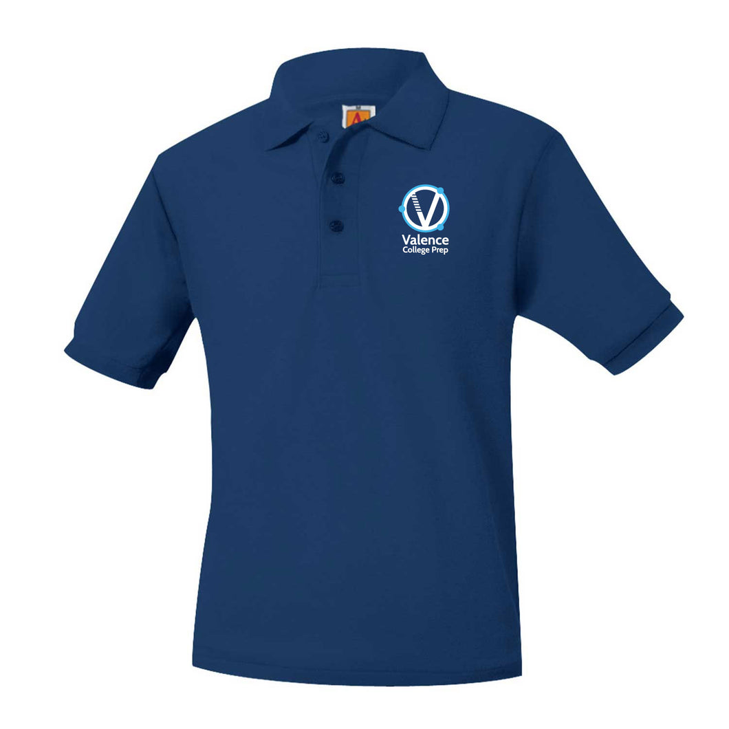VALENCE SHORT SLEEVE NAVY PIQUE POLO-GRADES 5-6TH